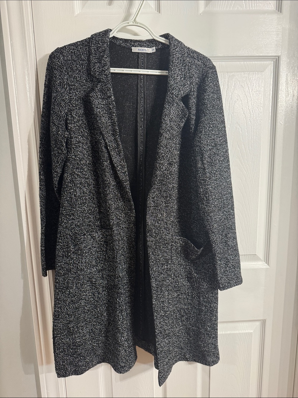 Ricki's Black & Gray Open-Front Knit Trench Coat